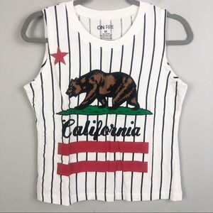 ON FIRE | Striped California Bear Graphic Tank M
